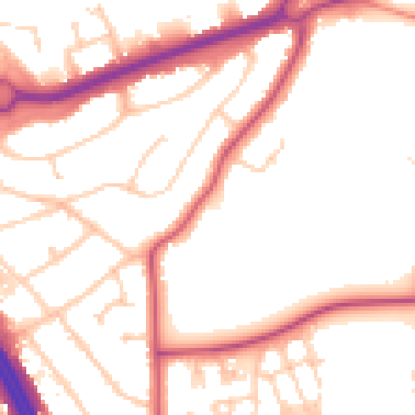 Daytime road noise heatmap for RG6 1BT