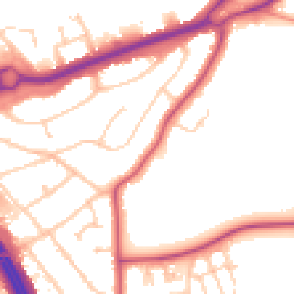 Daytime road noise heatmap for RG6 1BX