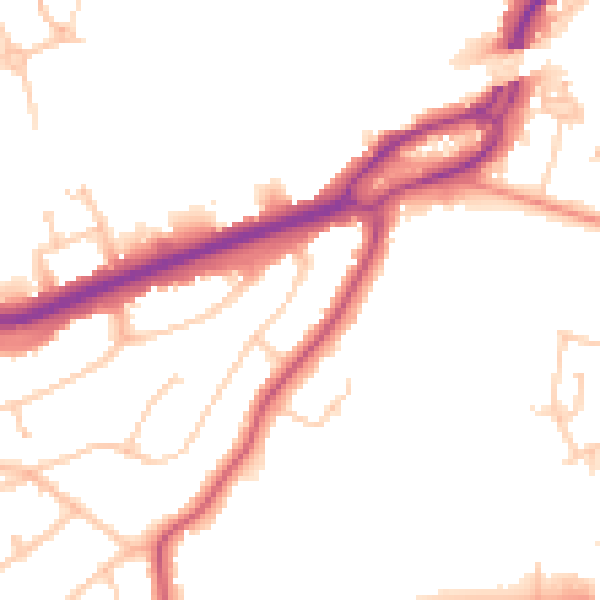 Daytime road noise heatmap for RG6 1BY