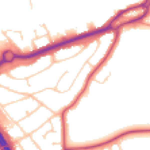 Daytime road noise heatmap for RG6 1DA