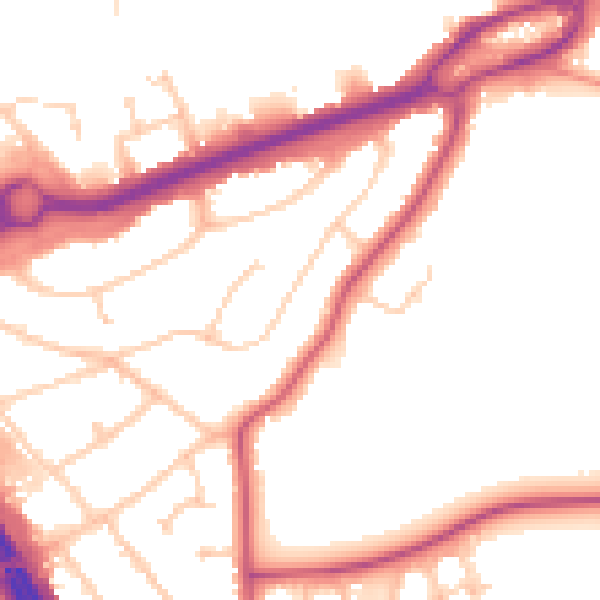 Daytime road noise heatmap for RG6 1DB