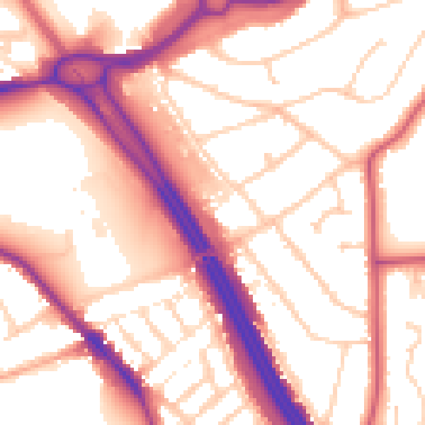 Daytime road noise heatmap for RG6 1DH