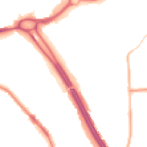 Night-time road noise heatmap for RG6 1DH