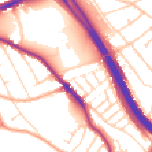 Daytime road noise heatmap for RG6 1DJ