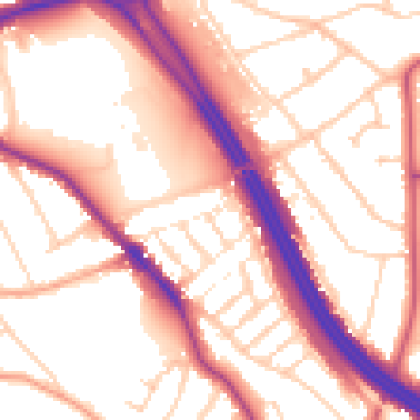 Daytime road noise heatmap for RG6 1DL