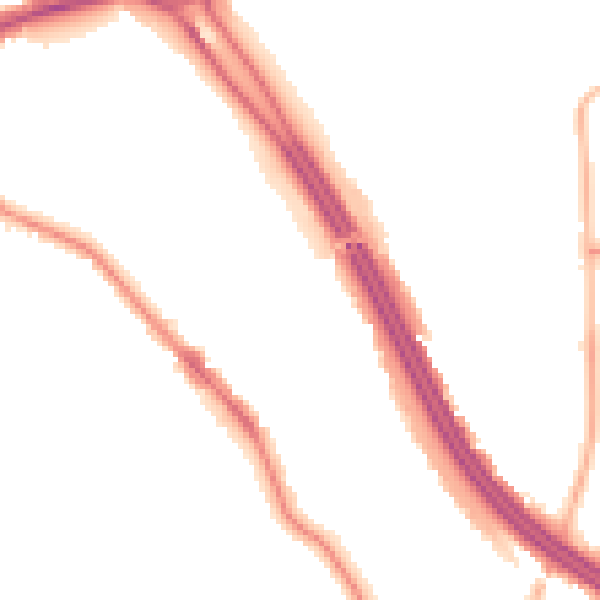 Night-time road noise heatmap for RG6 1DL
