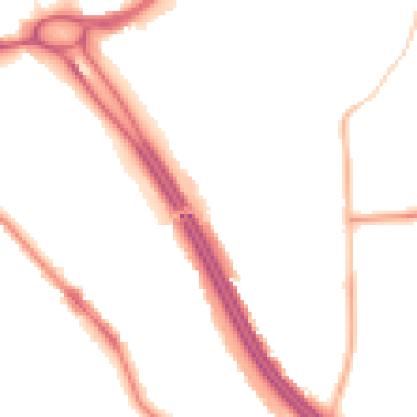 Night-time road noise heatmap for RG6 1DS