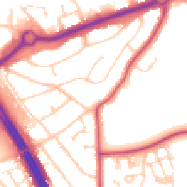 Daytime road noise heatmap for RG6 1EA