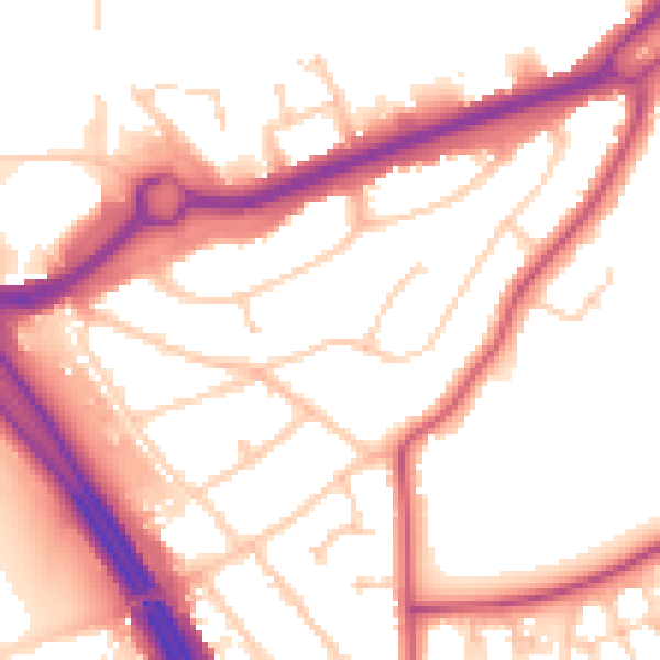 Daytime road noise heatmap for RG6 1EB