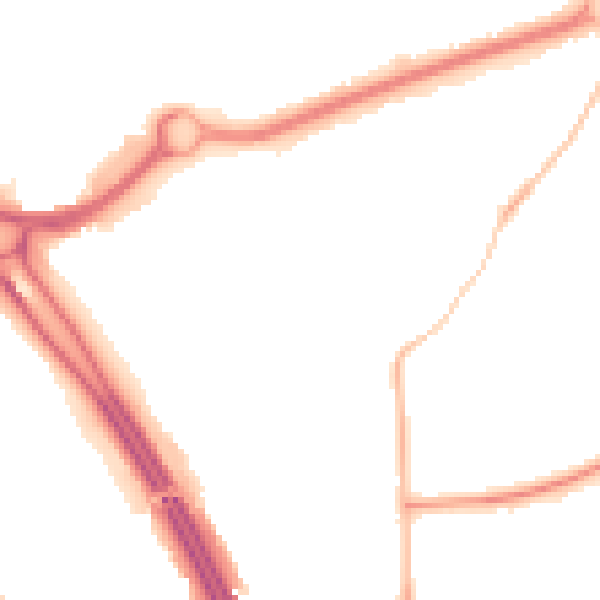 Night-time road noise heatmap for RG6 1ED