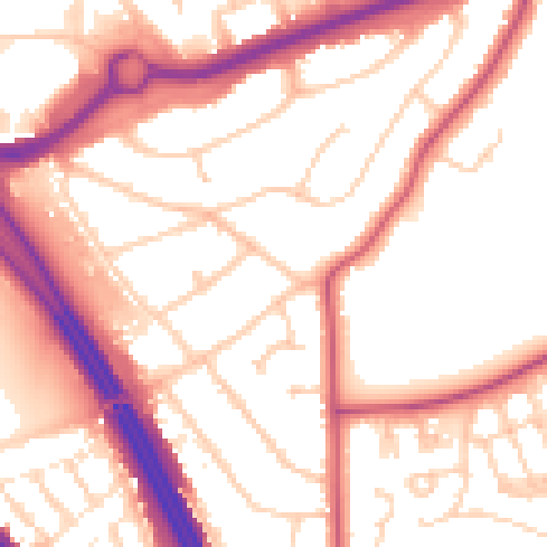Daytime road noise heatmap for RG6 1EE