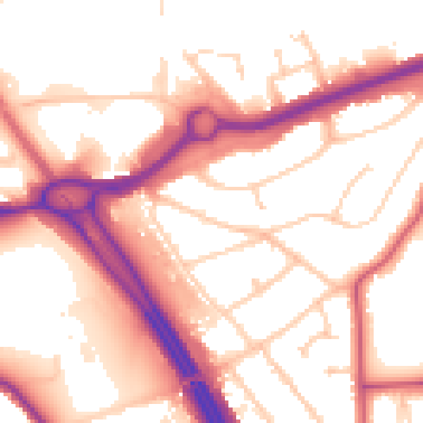 Daytime road noise heatmap for RG6 1EG