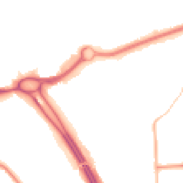 Night-time road noise heatmap for RG6 1EG