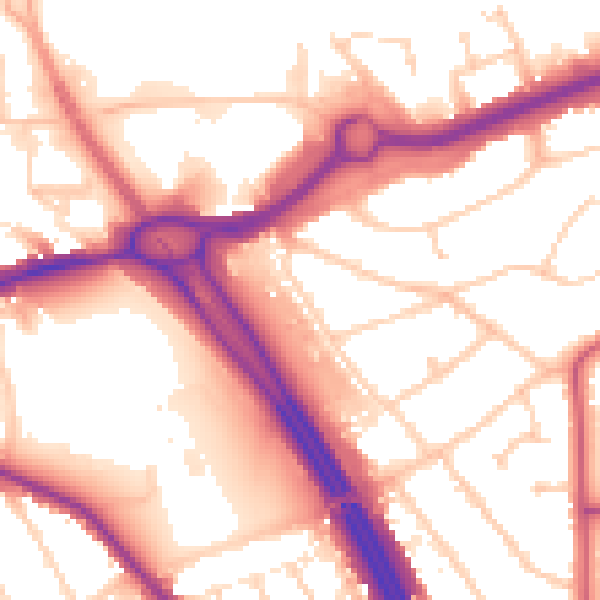 Daytime road noise heatmap for RG6 1EH