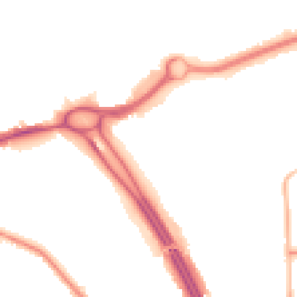 Night-time road noise heatmap for RG6 1EH
