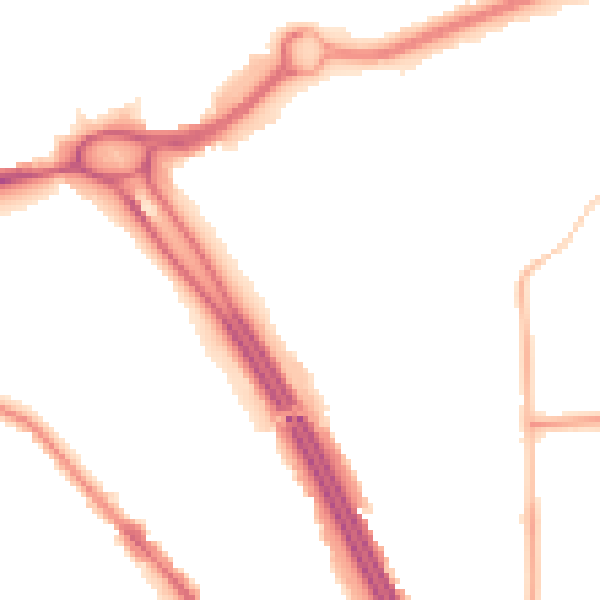 Night-time road noise heatmap for RG6 1EL