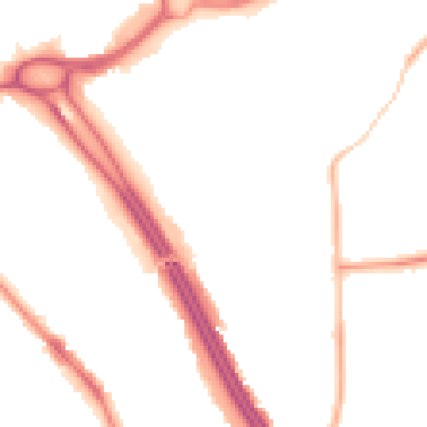 Night-time road noise heatmap for RG6 1EN