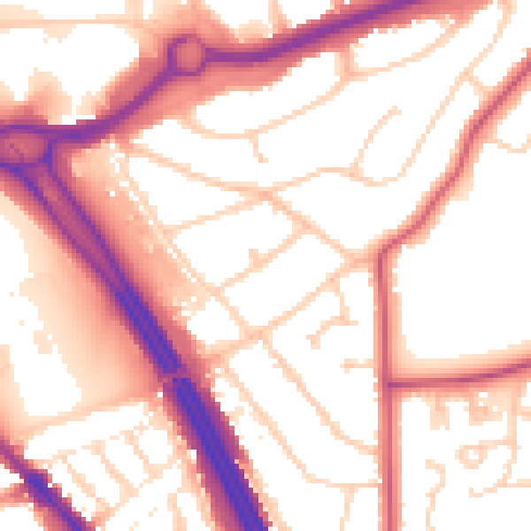 Daytime road noise heatmap for RG6 1EP