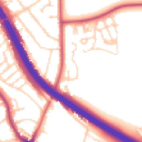 Daytime road noise heatmap for RG6 1ET