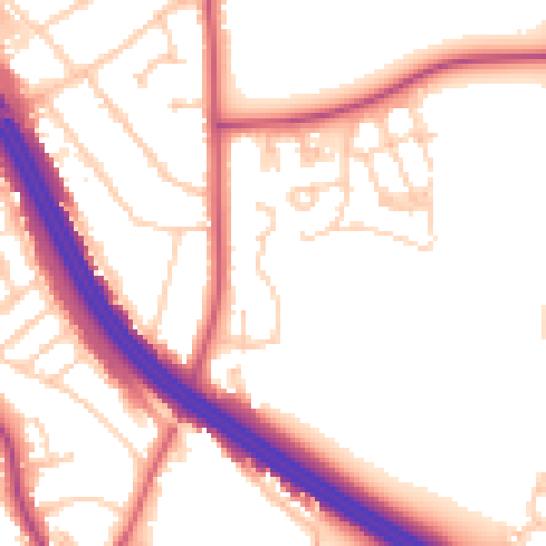 Daytime road noise heatmap for RG6 1EU