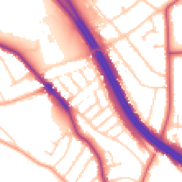Daytime road noise heatmap for RG6 1EX