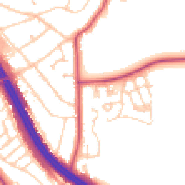 Daytime road noise heatmap for RG6 1FA