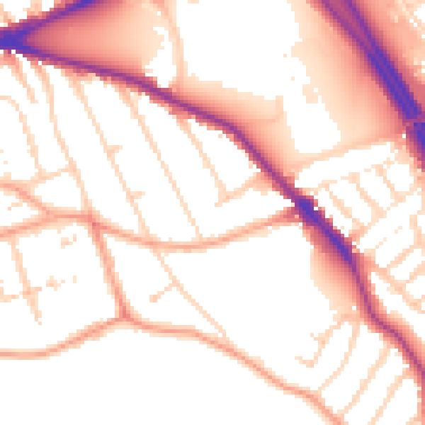Daytime road noise heatmap for RG6 1FD