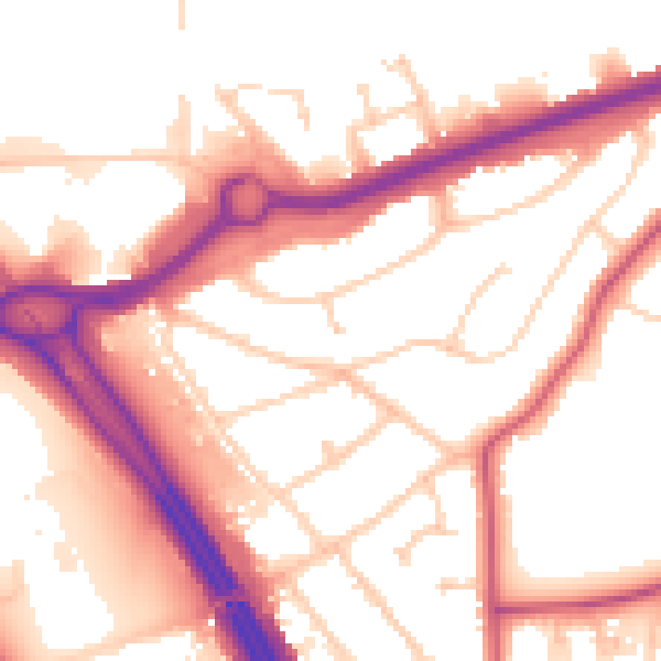 Daytime road noise heatmap for RG6 1FG
