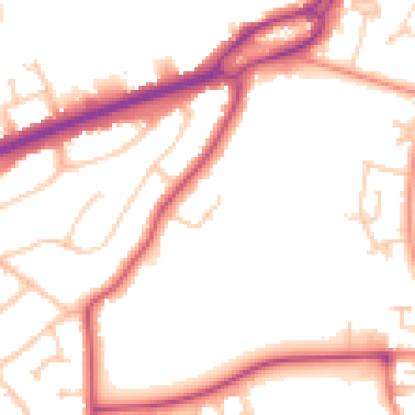 Daytime road noise heatmap for RG6 1FT