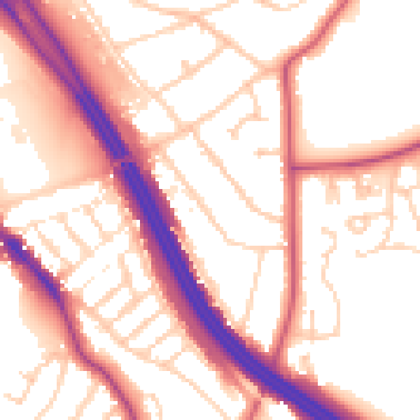 Daytime road noise heatmap for RG6 1HH