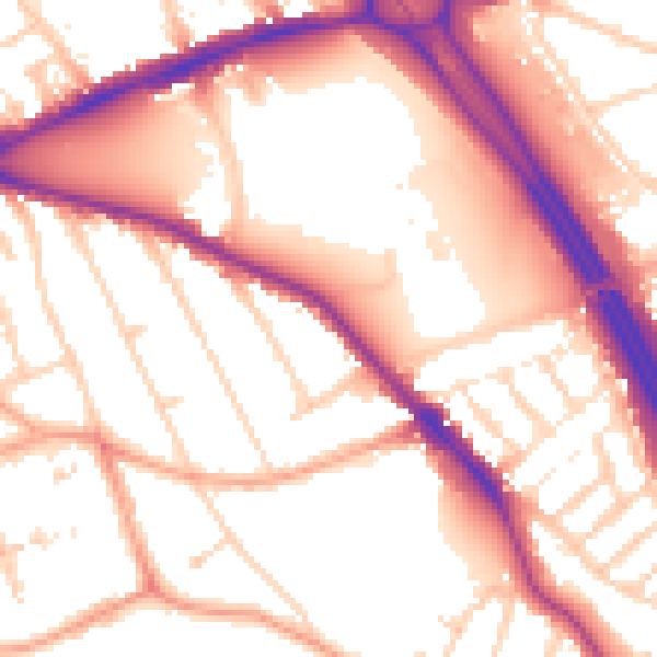 Daytime road noise heatmap for RG6 1JL