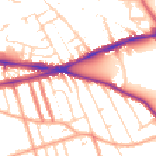 Daytime road noise heatmap for RG6 1JQ