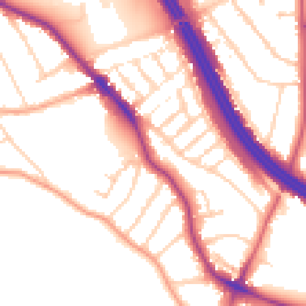 Daytime road noise heatmap for RG6 1LW