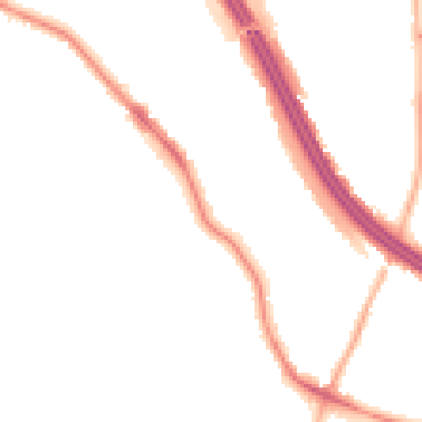 Night-time road noise heatmap for RG6 1LW