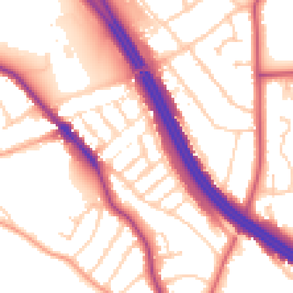 Daytime road noise heatmap for RG6 1LX