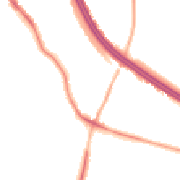 Night-time road noise heatmap for RG6 1ND