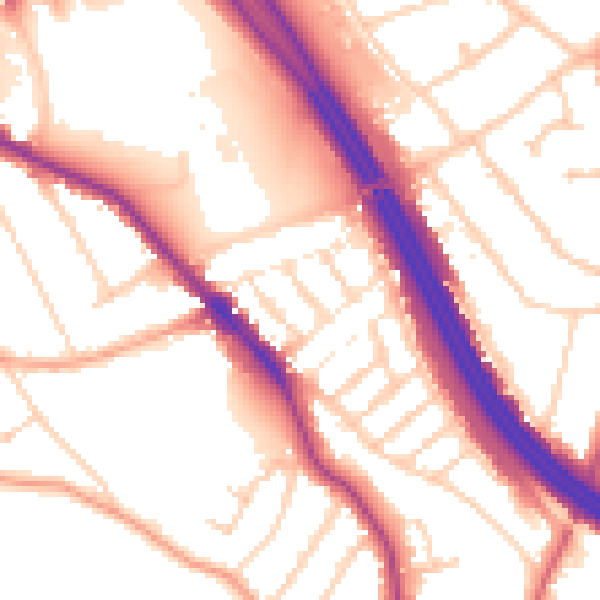 Daytime road noise heatmap for RG6 1NL