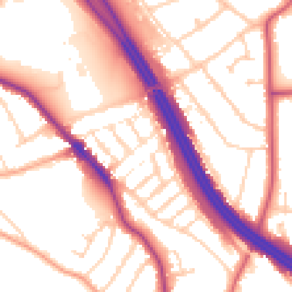 Daytime road noise heatmap for RG6 1NN