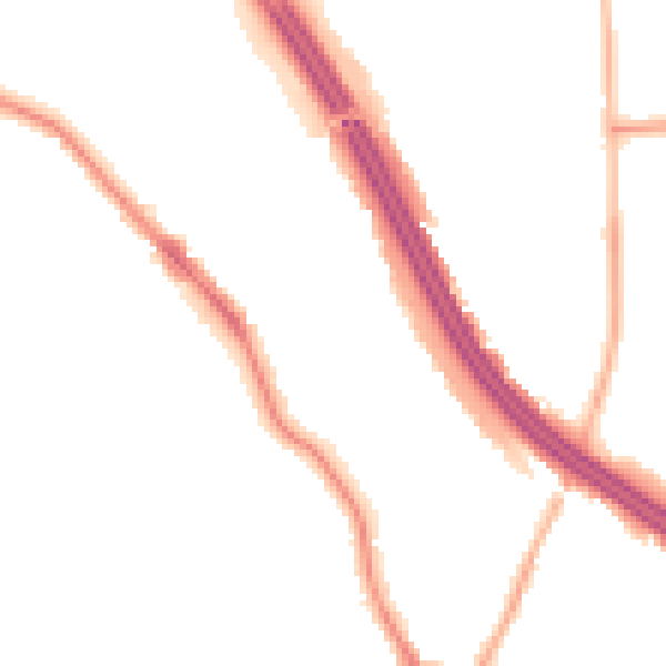 Night-time road noise heatmap for RG6 1NU
