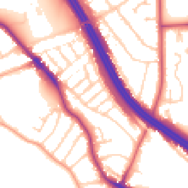 Daytime road noise heatmap for RG6 1PB