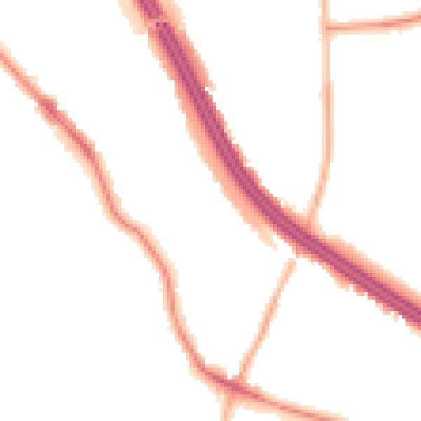 Night-time road noise heatmap for RG6 1PJ