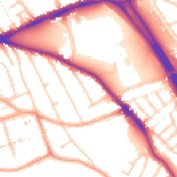Daytime road noise heatmap for RG6 1QE