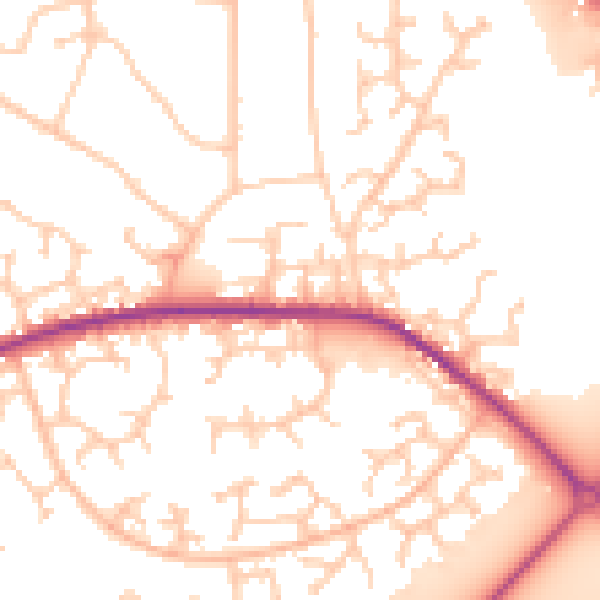 Daytime road noise heatmap for RG6 3AZ