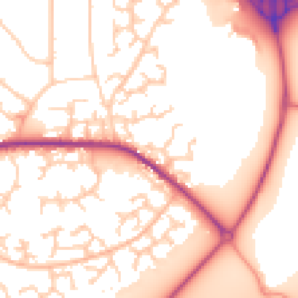 Daytime road noise heatmap for RG6 3BH