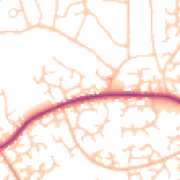 Daytime road noise heatmap for RG6 3BY