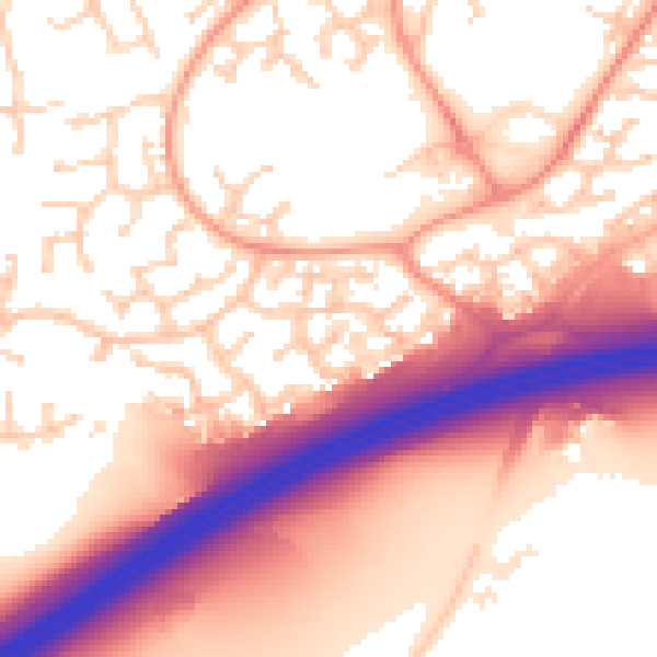 Daytime road noise heatmap for RG6 4AQ