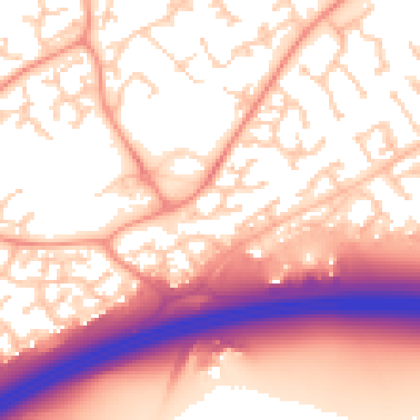 Daytime road noise heatmap for RG6 4DZ