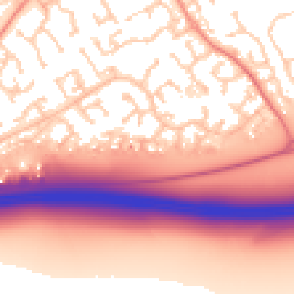 Daytime road noise heatmap for RG6 4ED