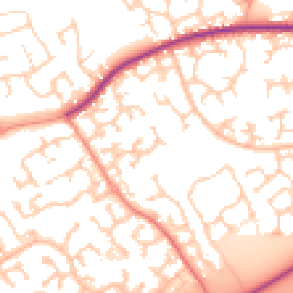 Daytime road noise heatmap for RG6 4EF