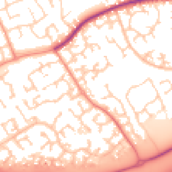Daytime road noise heatmap for RG6 4EG